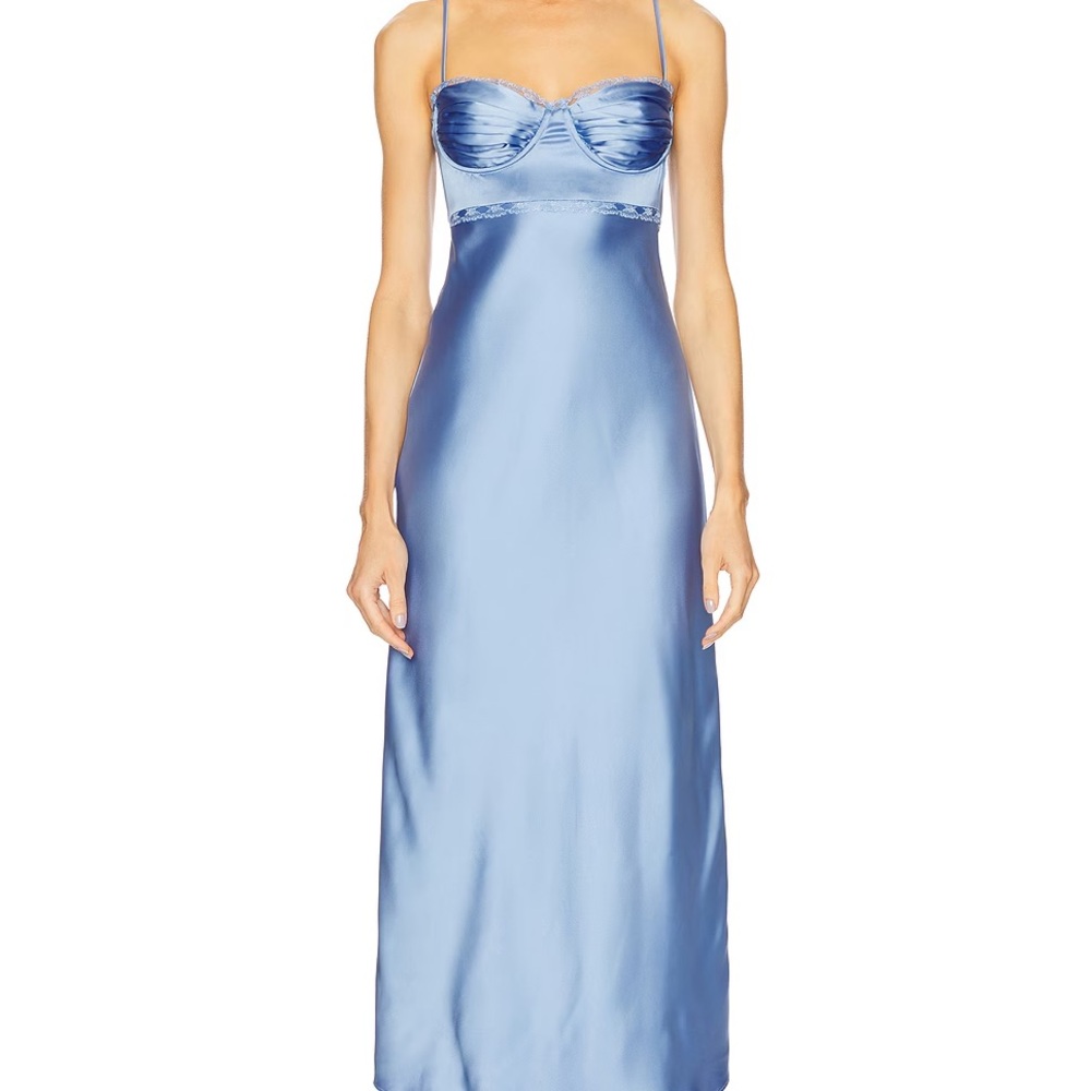 ASTR The Label Florianne blue satin dress